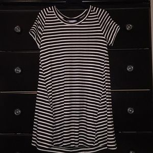 Black and white striped dress